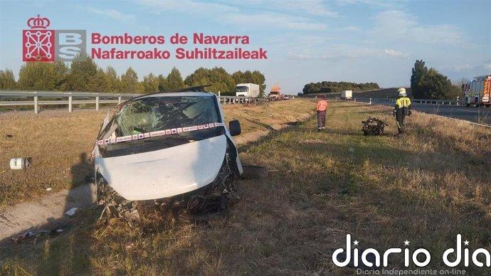 Dos heridos tras salirse de la vía en Murchante