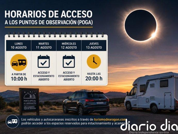 El acceso a los puntos oficiales de observación del eclipse en Aragón se abrirá el 10 de agosto a las 10.00 horas