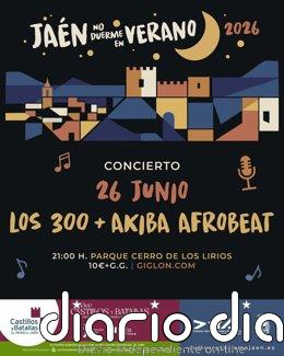 El ciclo 'Jaén no duerme en verano' arrancará el 26 de junio con el concierto de Los 300 y Akiba Afrobeat
