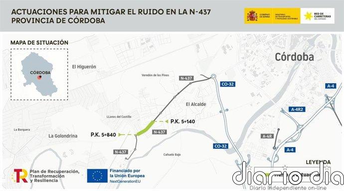 El Gobierno finaliza las obras para mitigar el ruido en la N-437 en Córdoba con una inversión de 3,2 millones de euros