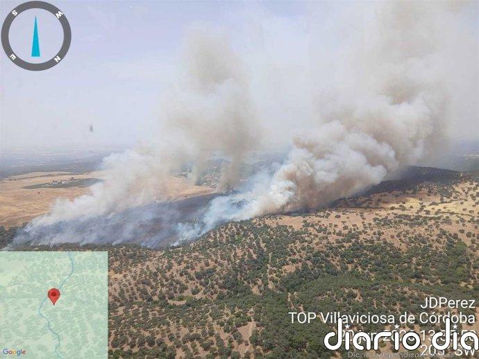 Estabilizado el incendio forestal en el paraje Villalobillos de Almodóvar del Río (Córdoba)