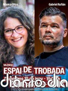Gabriel Rufián y Mónica Oltra protagonizarán el 19 de junio en València un acto sobre el futuro de la izquierda