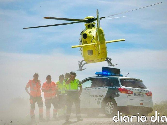 Herido grave el conductor de una moto con sidecar tras caer cuatro metros por un terraplén en La Fueva (Huesca)