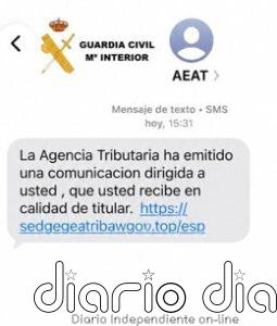 La Guardia Civil de Navarra alerta de una campaña de SMS fraudulentos que suplantan a la Agencia Tributaria