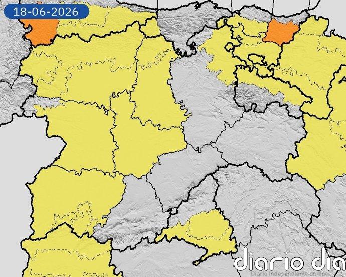León, Palencia, Zamora, Valladolid y Salamanca en aviso por tormentas y el norte de Burgos por altas temperaturas