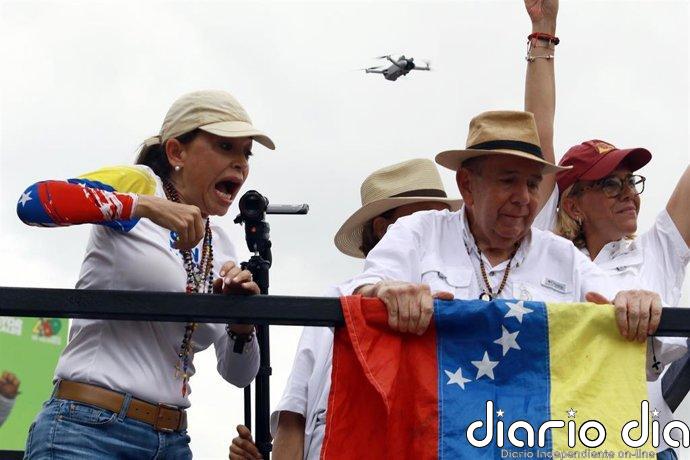 Los opositores venezolanos María Corina Machado y Edmundo González piden apoyo internacional por los terremotos