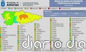 Once concejos asturianos están este domingo en riesgo muy alto de incendios forestales