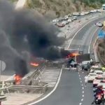 Reabierta la A-92 en Alfacar (Granada) tras el corte por el choque entre dos camiones