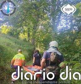 Rescatado un hombre que sufrió una caída en una pista forestal de Cerecea (Piloña)