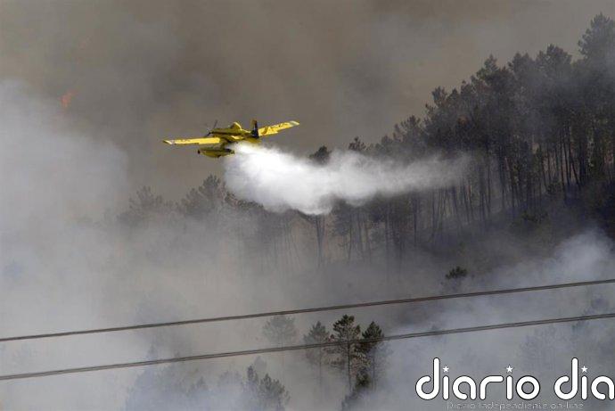 Suben a 45 las hectáreas calcinadas en A Mezquita (Ourense) por el incendio que cruzó desde Portugal