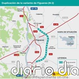 Transportes adjudica por 102 millones las obras para duplicar la N-2 en Figueres (Girona)