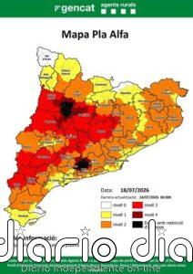 23 municipios de Barcelona, Tarragona y Lleida en peligro extremo de incendio este sábado