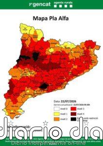 73 municipios catalanes siguen en peligro extremo de incendio forestal este miércoles