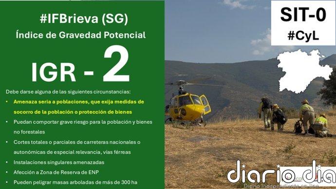 Activo un incendio de gravedad 2 en Brieva (Segovia) ante amenaza seria a poblaciones o bienes