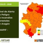 Alerta roja por peligro de incendios forestales en 7 zonas de Aragón para este sábado
