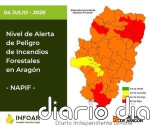 Alerta roja por peligro de incendios forestales en 7 zonas de Aragón para este sábado