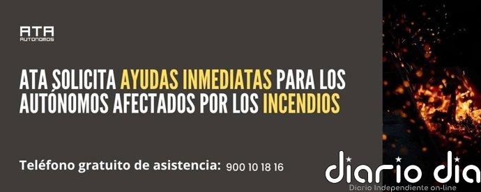 ATA solicita ayudas inmediatas para los autónomos afectados por los incendios
