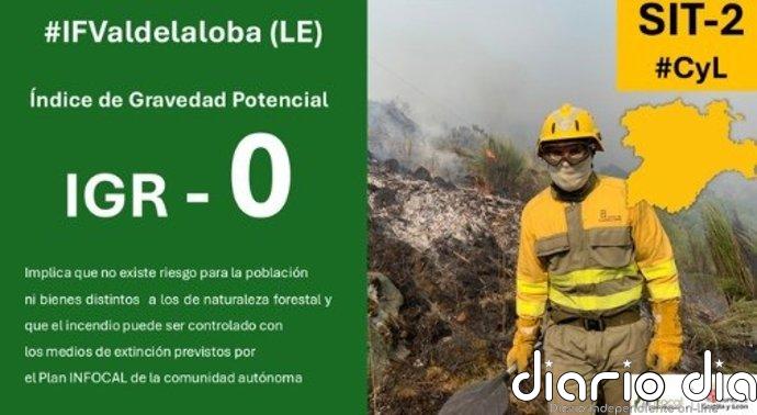 Baja a gravedad 0 el incendio de Valdelaloba (León) que llegó a nivel 2 y obligó a evacuar dos pueblos