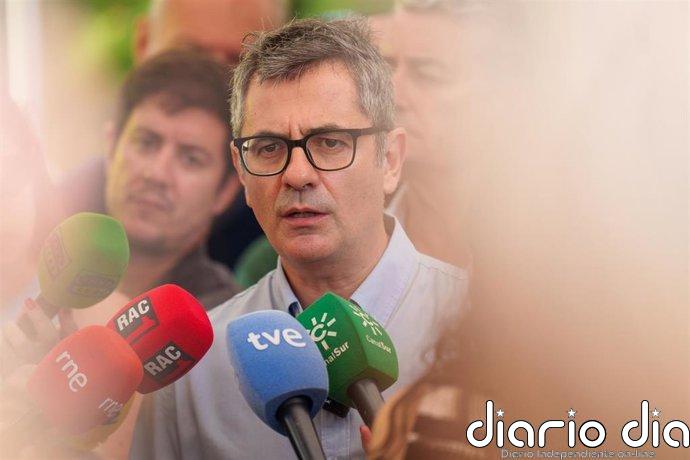 Bolaños insiste: Sánchez no sabía "nada" de la corrupción porque sino, no habría llevado en listas a algunas personas