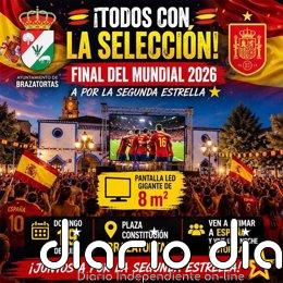 Brazatortas (Ciudad Real) invita a sus vecinos a seguir la final del Mundial en pantalla gigante LED este domingo