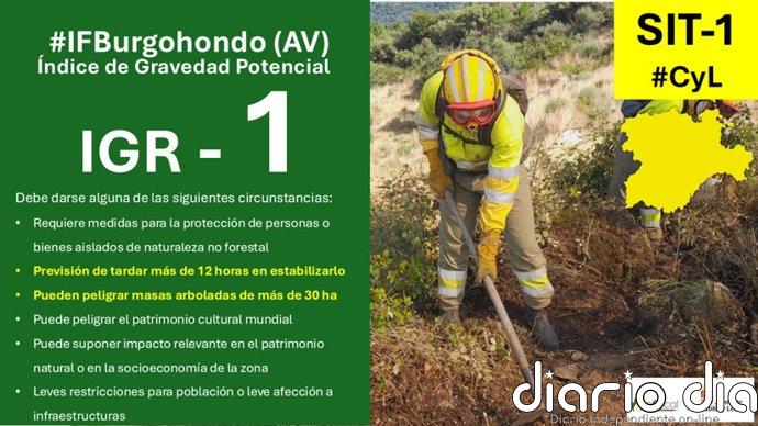 Declarado índice de gravedad 1 un incendio en Borgohondo (Ávila)