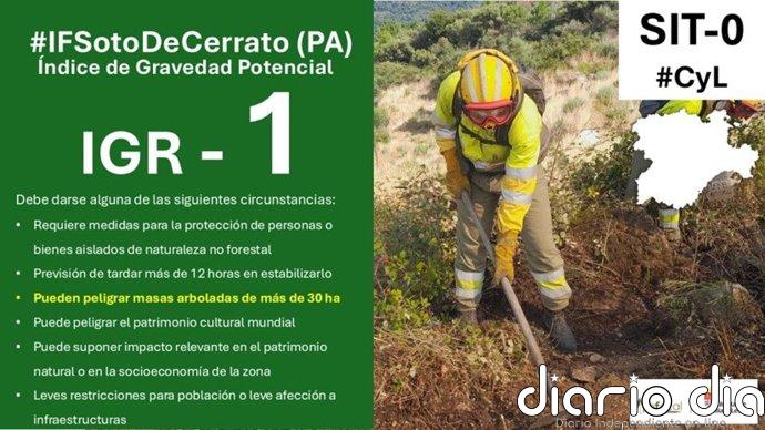 Declarado un incendio de gravedad 1 en Soto de Cerrato (Palencia)