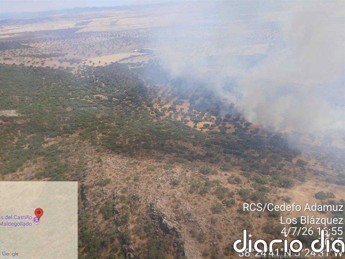 Declarado un incendio forestal en Los Blázquez (Córdoba) que moviliza a siete medios aéreos