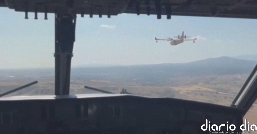 Dos aviones griegos participan en las labores de extinción en Burgohondo
