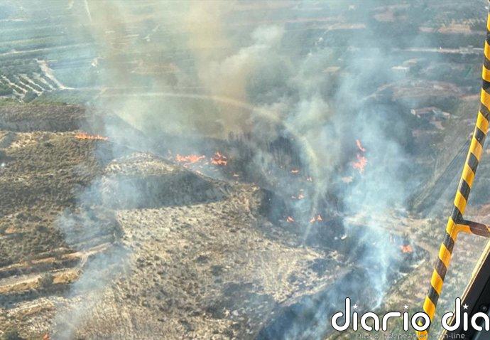 Efectivos del Plan Infomur trabajan para extinguir un incendio forestal en Villanueva del Río Segura