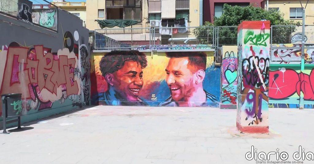 El artista Axe Colours retrata a Messi y Lamine Yamal en Barcelona a las puertas de la final entre Argentina y España