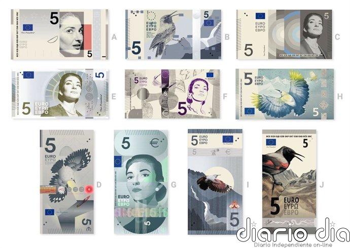 El BCE abre la encuesta pública para elegir entre los diez diseños de los nuevos billetes de euro