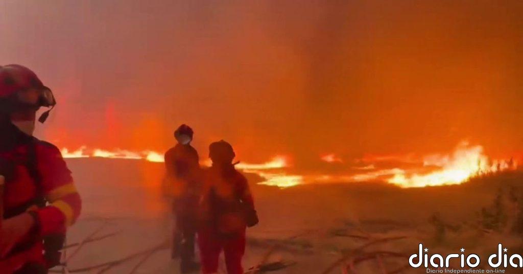 El fuego avanza sin control en el incendio de las Cinco Villas