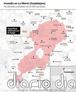 El incendio de La Mierla (Guadalajara) entra en "fase de estabilización" y comienzan los realojos de algunas poblaciones