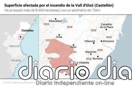El incendio de la Vall d'Uixó contiene el crecimiento, pero preocupa el humo: "No hay que bajar la guardia"
