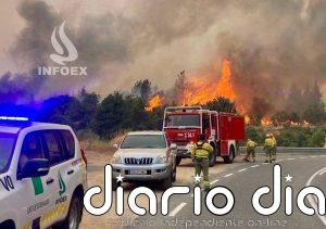 El Infoex prepara el relevo de los equipos que trabajan desde el viernes en el incendio de Burgohondo (Ávila)