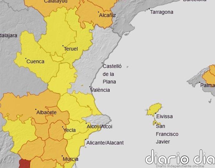 El viernes llega con avisos amarillos por calor y posibles tormentas fuertes con granizo en la Comunitat Valenciana
