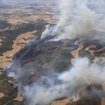 Evacuada la población de Malpica de Arba (Zaragoza) por el incendio originado en el término municipal de Orés