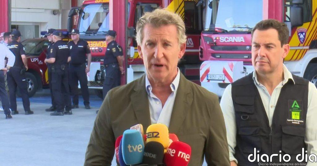 Feijóo promete un "gran acuerdo" de prevención de riesgos contra catástrofes naturales si llega a Moncloa tras el incendio de Almería
