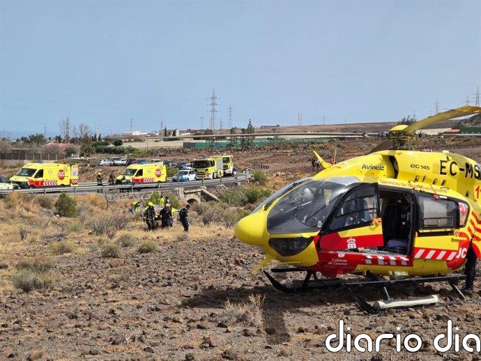 Herido grave un motorista de 28 años tras sufrir una caída en Santa Lucía de Tirajana (Gran Canaria)