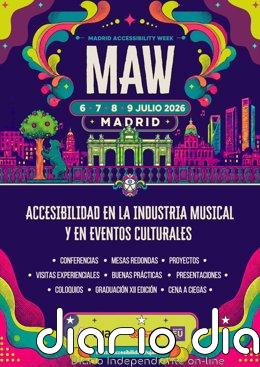 La accesibilidad en la industria cultural centrará la Madrid Accessibility Week que organizan UJA y Fundación ONCE Cartel de la Madrid Accessibility Week 2026.