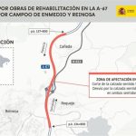La calzada derecha de la A-67 en sentido Santander se corta al tráfico hasta final de mes en la zona de Reinosa