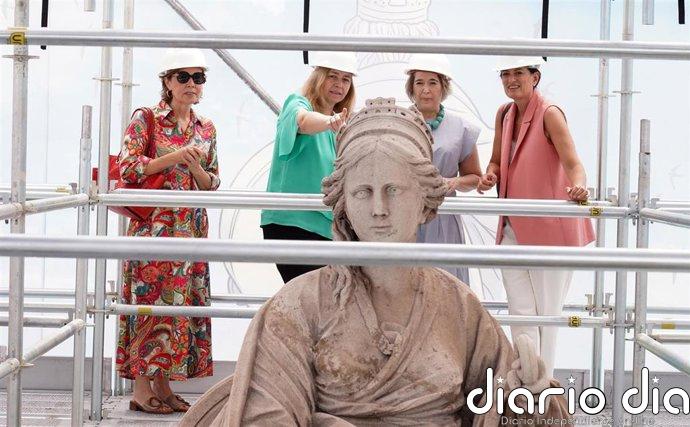 La diosa Cibeles, en primer plano: un andamio invita a descubrir la historia de uno de los principales iconos de Madrid
