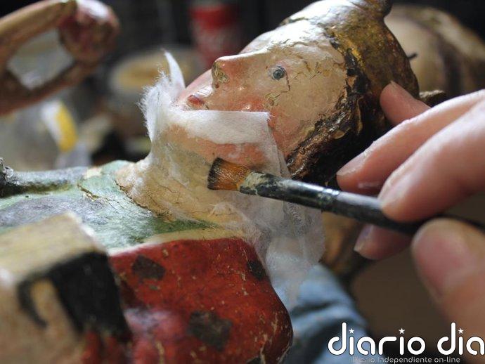 La iglesia parroquial de Agüero (Huesca) recupera la talla de la Virgen del Llano restaurada tras seis meses de trabajo