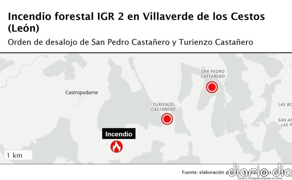 La Junta ordena desalojar dos pueblos de Castropodame (León) por el fuego