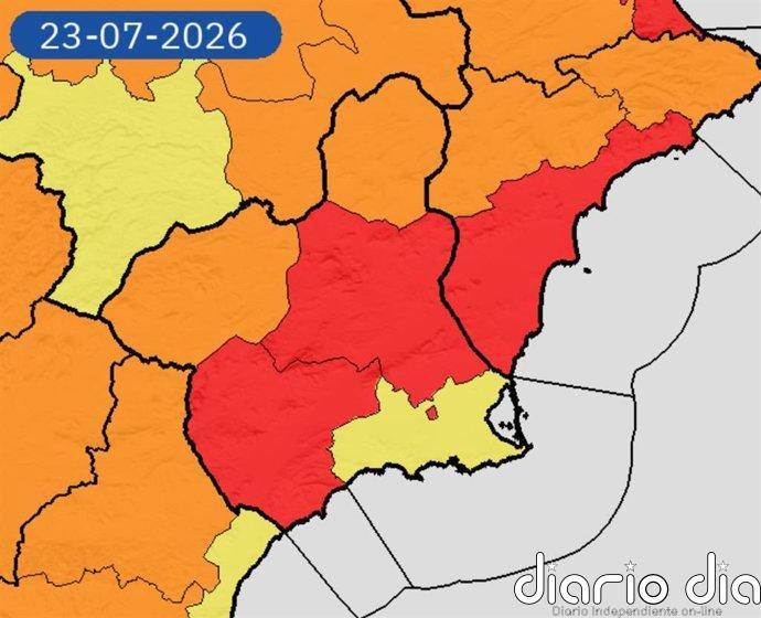 Previsión meteorológica para este jueves, 23 de julio: aviso rojo por temperaturas que pueden alcanzar los 44 grados
