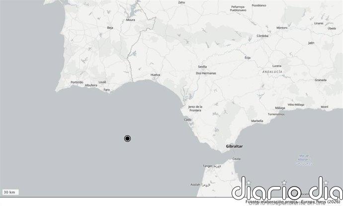 Registrado un terremoto de magnitud 2,2 en el Golfo de Cádiz tras otro seísmo de 3,5 hace dos días en la misma zona