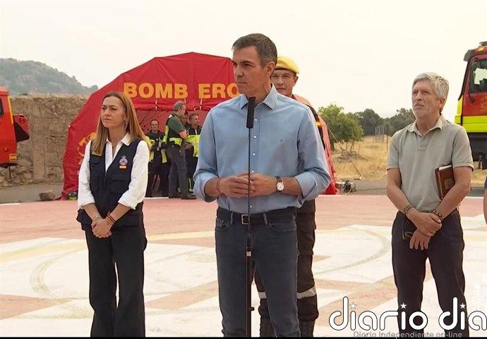Sánchez avisa que la situación de los fuegos en Madrid y Ávila es "compleja" pero hay una "ventana de oportunidad"
