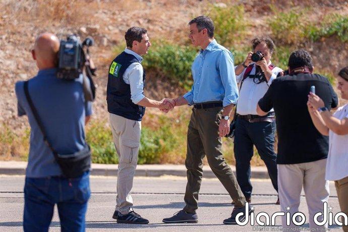 Sánchez y Moreno destacan la cooperación entre administraciones en la lucha contra el incendio