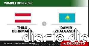 Thilo Behrmann - Damir Zhalgasbay, en directo hoy: sigue el partido de Wimbledon Juniors, Boys