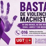 UGT-A resalta la escalada de asesinatos machistas y pide reforzar las políticas de prevención y protección
